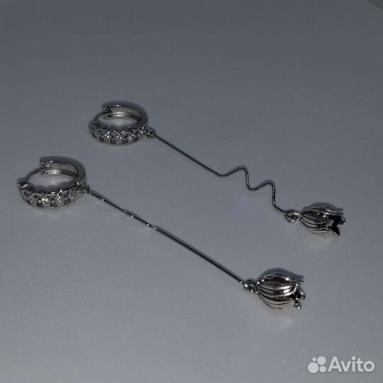 Серьги с природными камнями серебрение