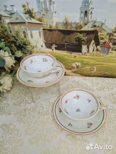 Старинная чашка с блюдцем. Limoges