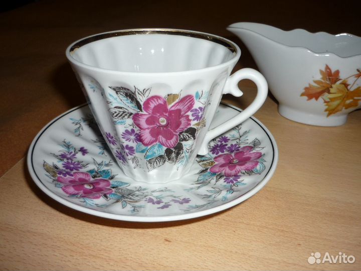Чашка с блюдцем.лфз Соусник.Дулево