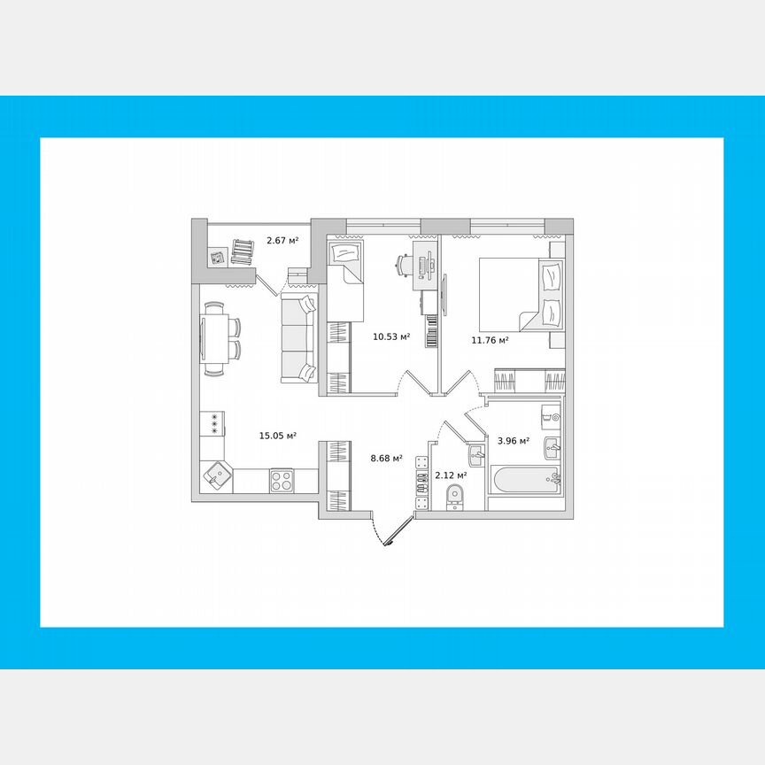 2-к. квартира, 51,6 м², 12/17 эт.
