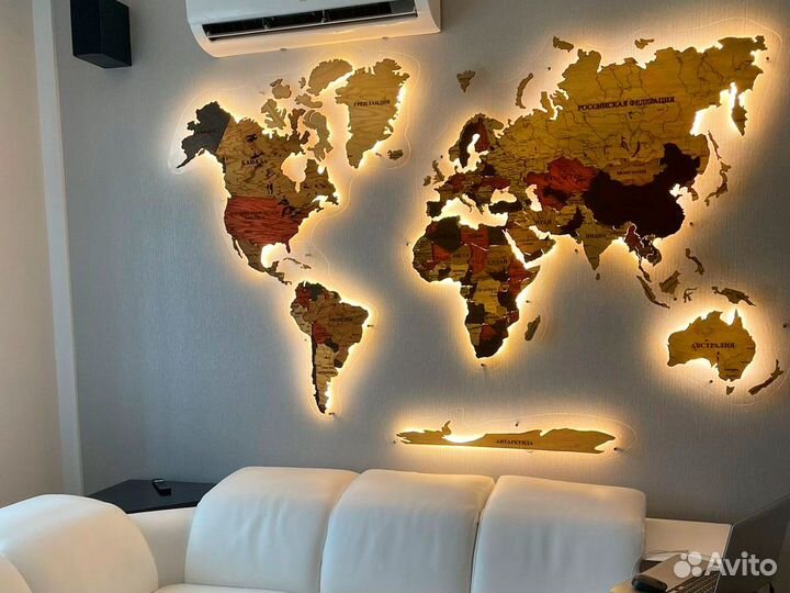 Карта мира из дерева Монтеверде Сергиев Посад