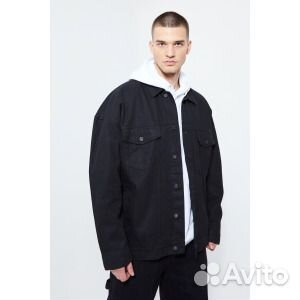 Джинсовая куртка оверсайз с покрытием Boohoo, черн