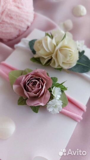 Повязка на голову для девочки с цветами