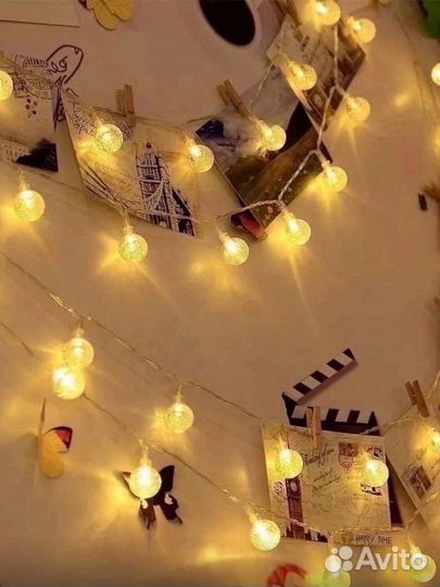 Гирлянда светодиодная Ёлочка, Снежинки, Шарики