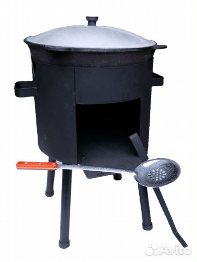 Казан чугунный 12литров с печью + шумовка+специи