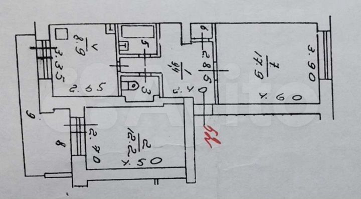 2-к. квартира, 57 м², 5/5 эт.