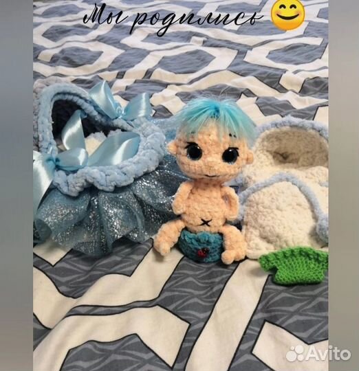 Пупс в люльке плюшевый