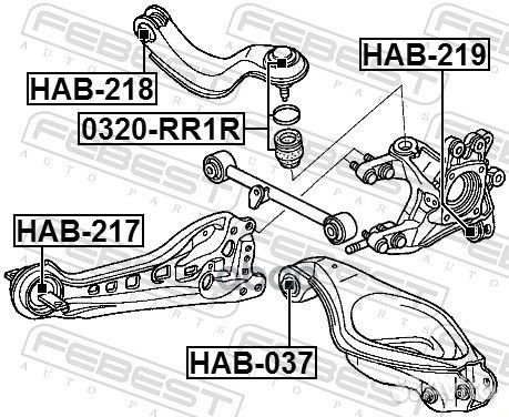 Сайлентблок цапфы зад прав/лев BH28188; HON