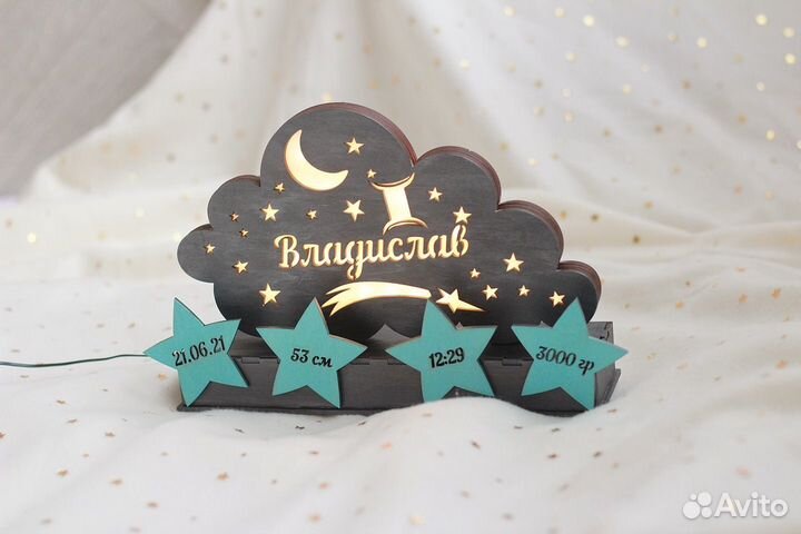 Детские метрики-светильник