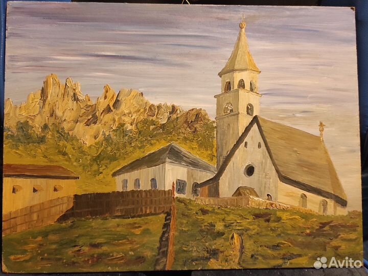 Старинная картина маслом