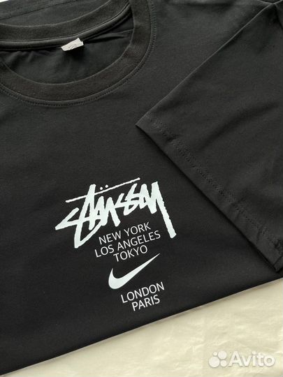 Футболка хлопковая nike х stussy чёрная