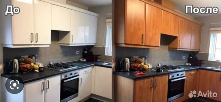 Реставрация фасадов кухни, шкафов, дверей, столов