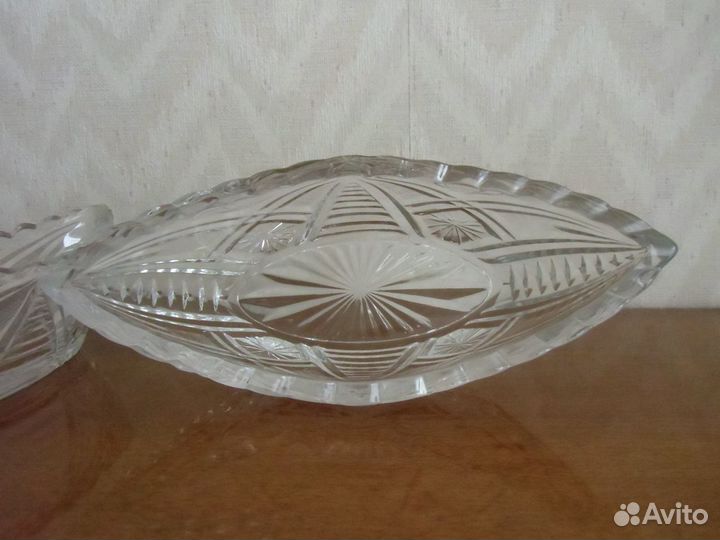 Конфетница ладья, хрусталь. СССР