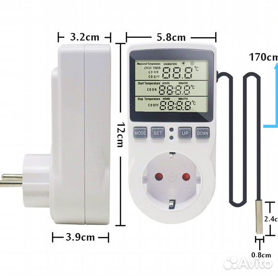 Терморегулятор (термостат) розеточный с таймером