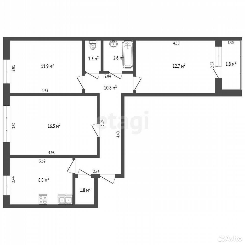 3-к. квартира, 66,4 м², 2/9 эт., Стерлитамак