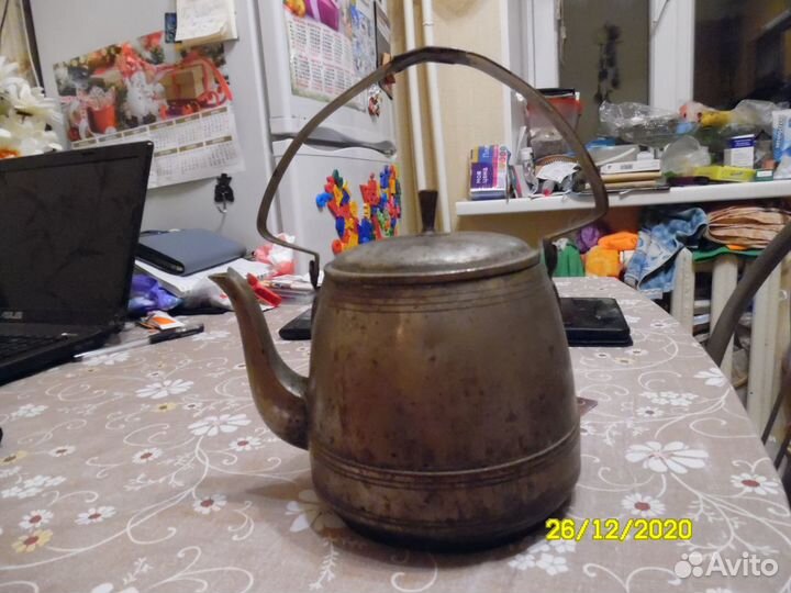 Старинный медный заварочный чайник