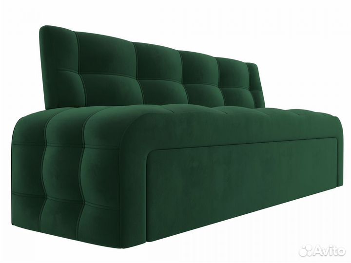 Диван кухонный прямой Люксор, велюр, зеленый