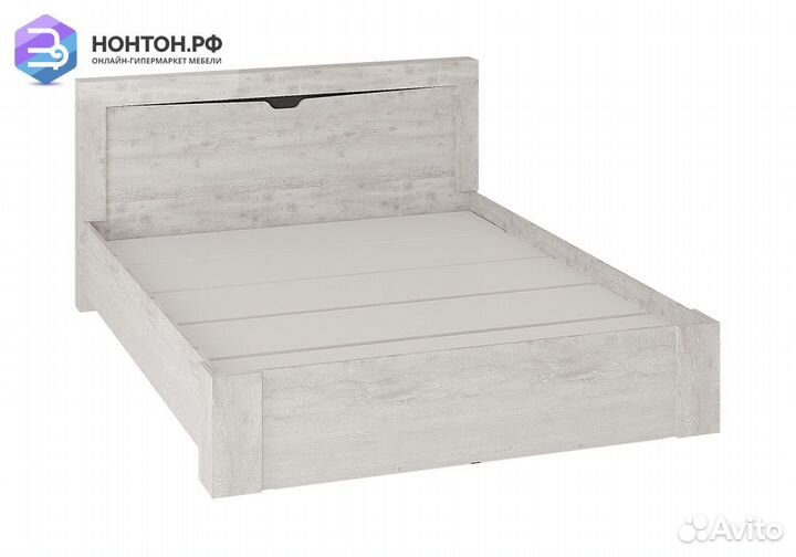 Кровать Леонардо бетон пайн светлый / графит