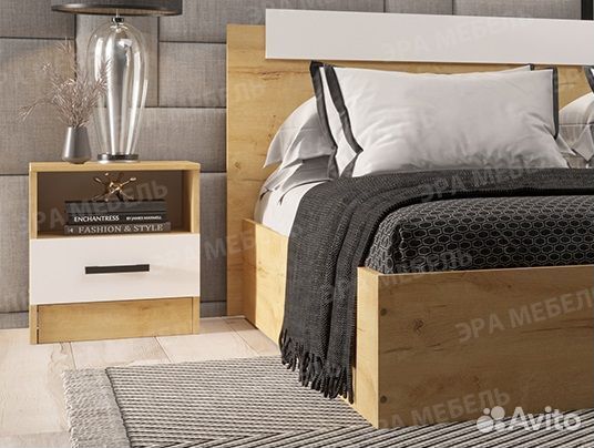 Эко Тумба прикроватная Дуб Вотан Белый гладкий