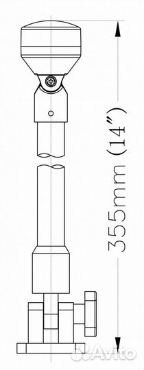 Огонь топовый на стойке 355 мм, светодиодный 01120