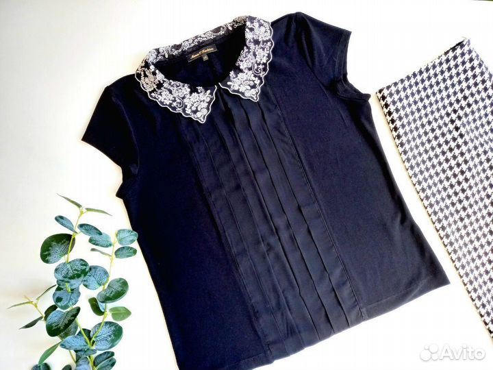 Блузка женская 44 с кружевным воротником