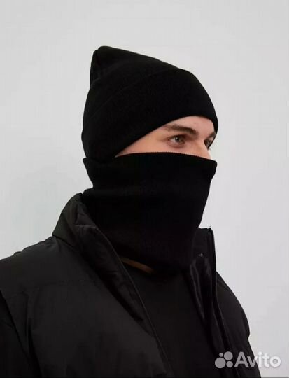 Шапка бини Nike со снудом Nike зимняя теплая