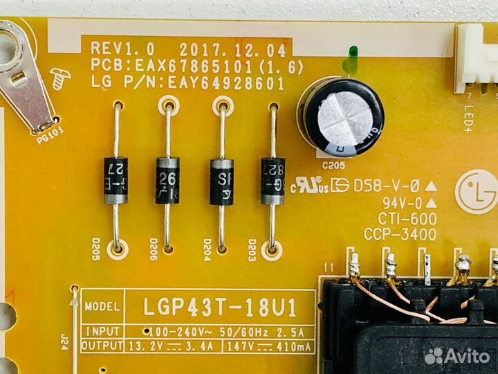 Блок питания EAX67865101(1.6) от LG 43UK6710PLB