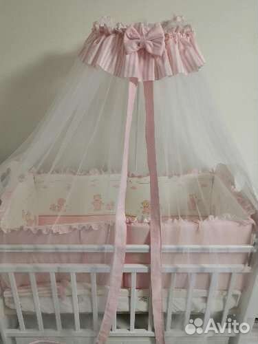 Бортики в кроватку с балдахином