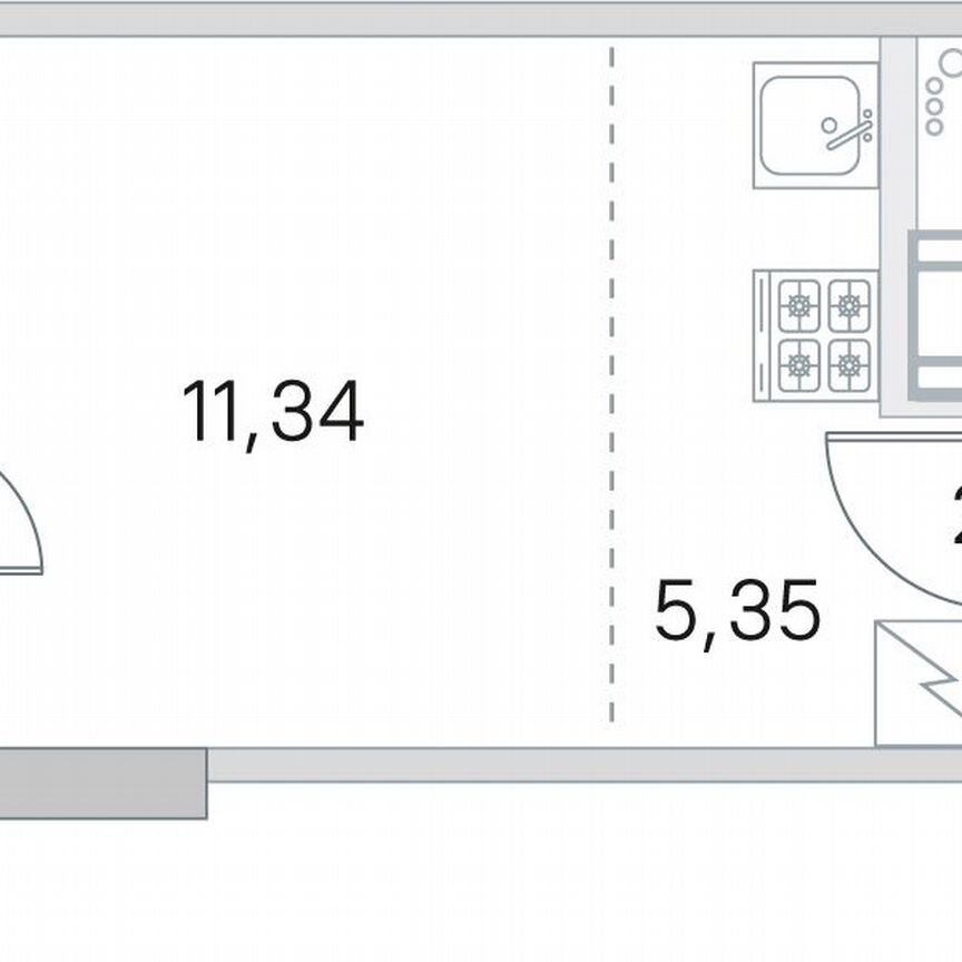 Квартира-студия, 24,8 м², 2/5 эт.