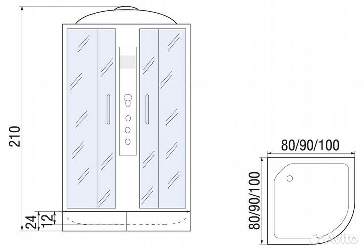 Душевая кабина river desna 90/24 MT без г/м для до