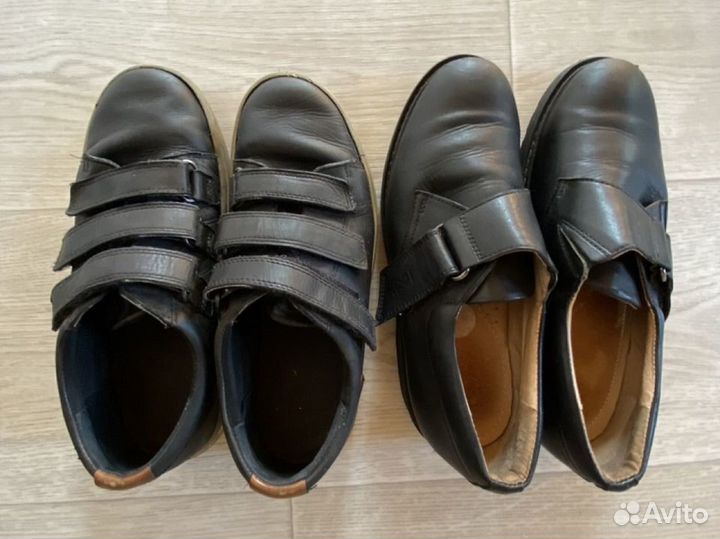 Кожанные ботинки туфли школьные ecco