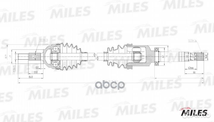 Привод в сборе правый renault megane 1.6 02- (GKN