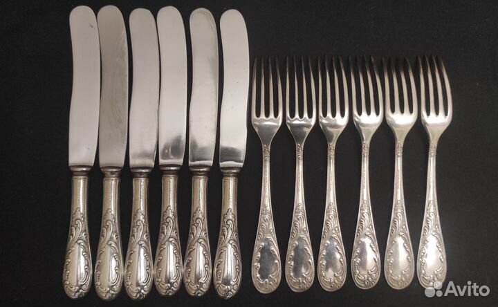 Набор вилок ножей мельхиор Старое Пламя СССР
