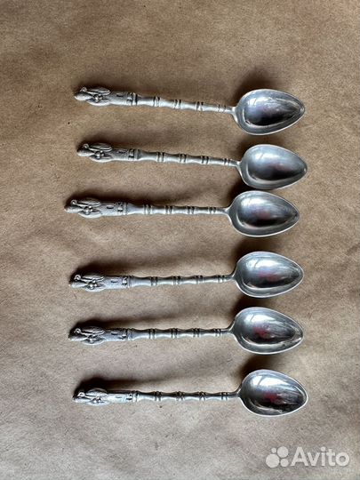 Ложки кофейные, серебро 875