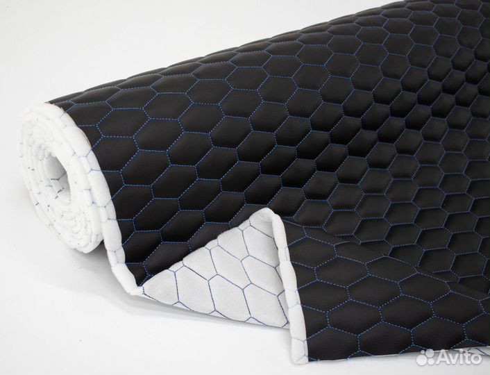 Стеганная экокожа с рисунком - соты