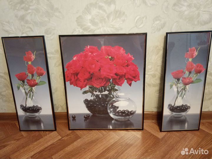 Цветочная композиция из трех картин