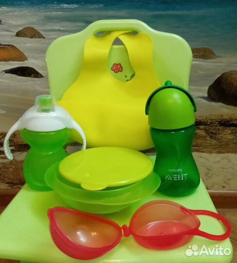 Поильник чашка Тарелка Нагрудник силиконовый +