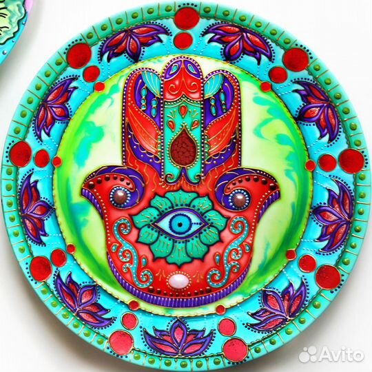 Набор тарелок - зеленый декор на стену