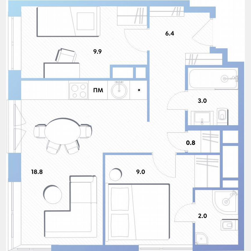 2-к. квартира, 49,9 м², 17/30 эт.