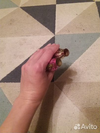 Редкая ёлочная игрушка СССР Фонарик стекло+мишура