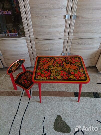 Стол и стул детский Хохлома
