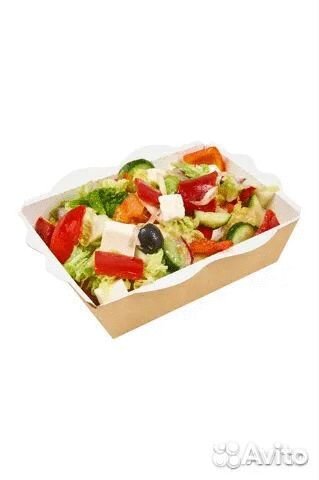 Упаковка салатник крафтовый картон с крышкой пэт