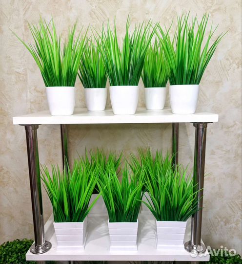 Искусственная трава в кашпо для дома и офиса