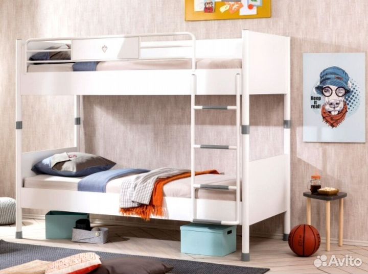 Двухъярусная кровать манеж с высокими бортиками