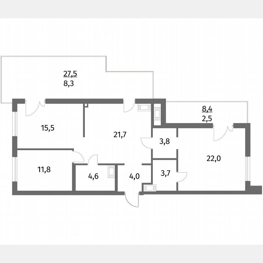3-к. квартира, 97,9 м², 6/6 эт.