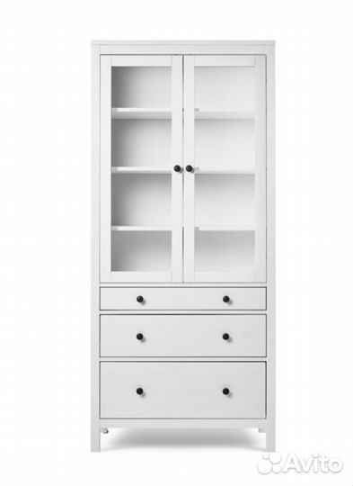 Шкаф-витрина Кымор, 3 ящика, 90х198х37 см, белый