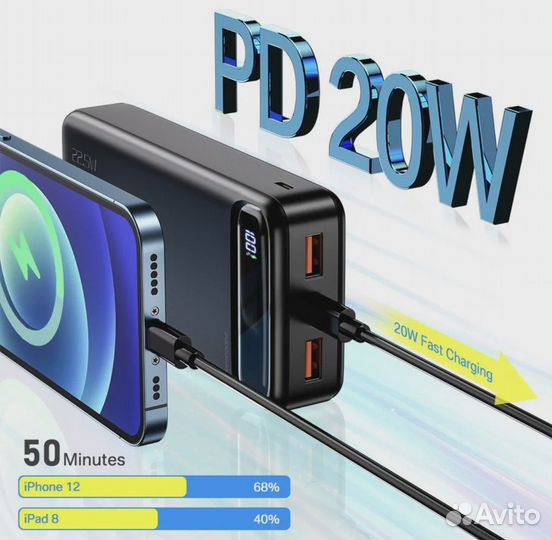 Внешний аккумулятор повербанк 20000mAh 22.5W PD20W