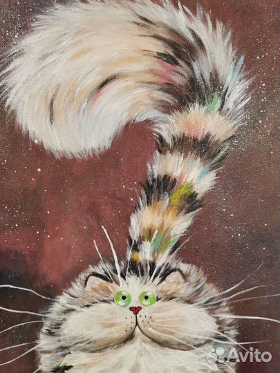 Картина Кот Радужный, размер 30*50