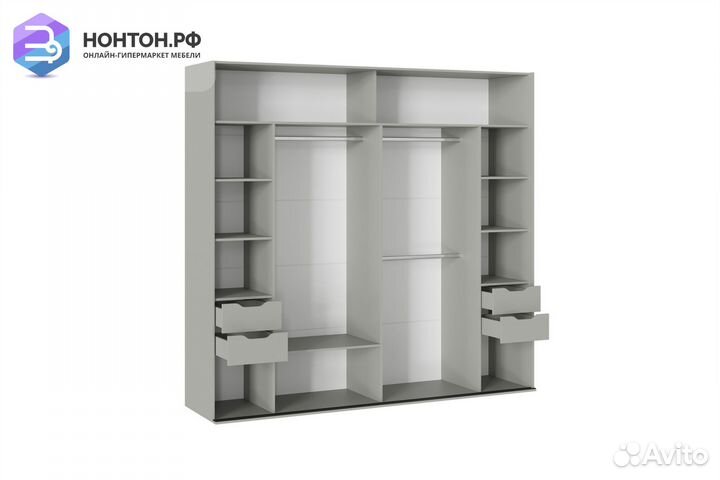 Шкаф-купе Омри 2.5м шиншилла серая / матовый лайт