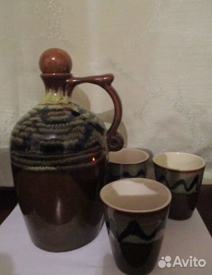 Набор из керамики - кувшин и 3 стакана